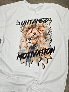 Untamed Motivation Tee with Logo sleeve. White