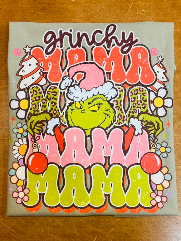 Grinchy mama front and back tee