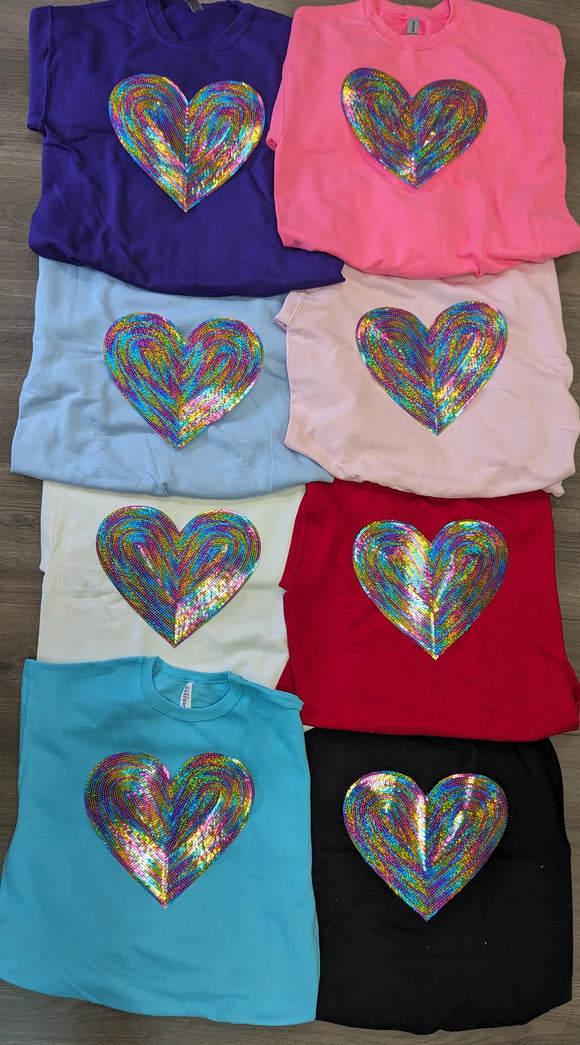 Valentine sequin heart sweatshirt
