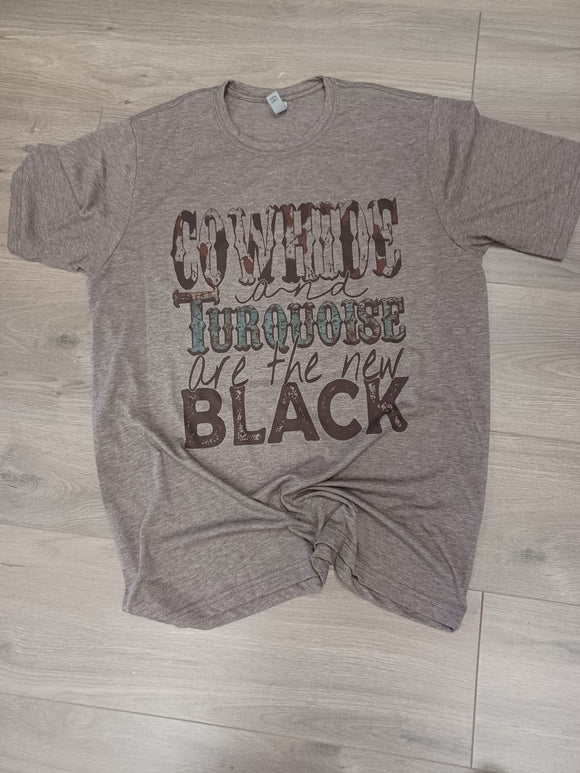 Cowhide and Turquoise Tee