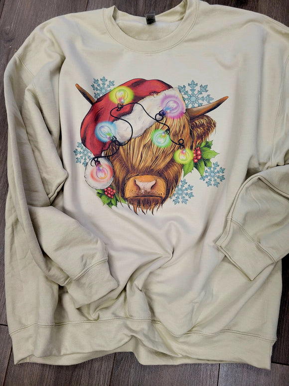 Hyland Cow Christmas Sweatshirt