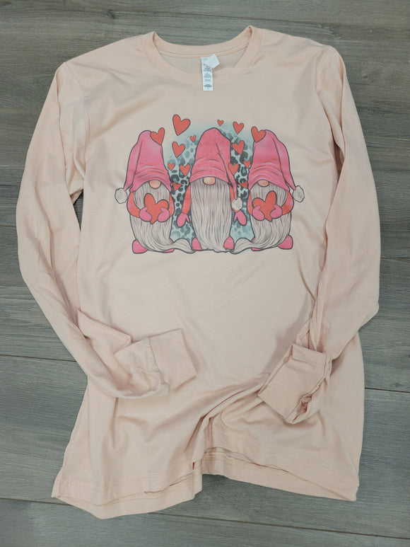 Valentines Gnome long sleeved tee