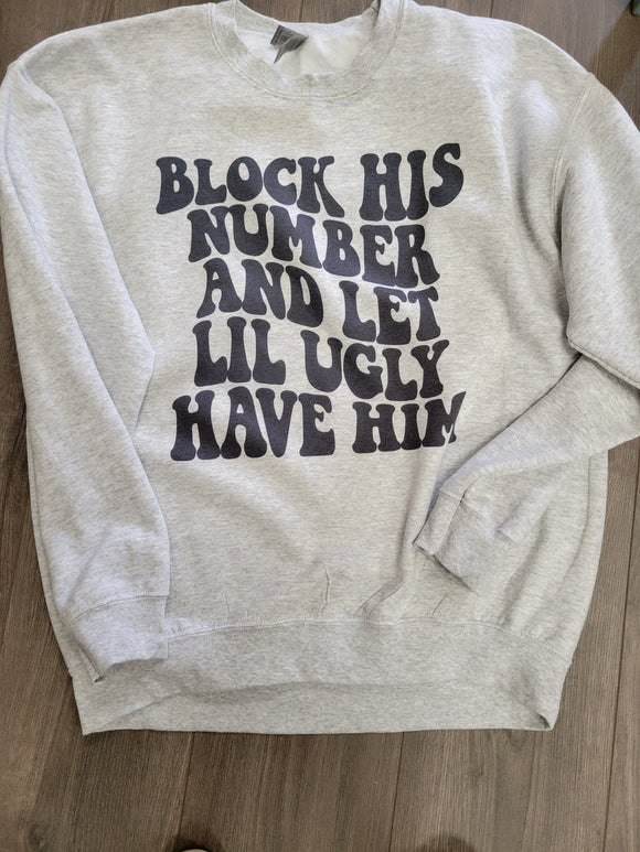 Block his number sweatshirt