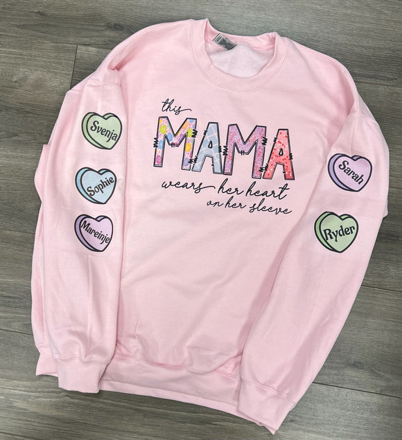 This mama wears her heart on her sleeve sweatshirt